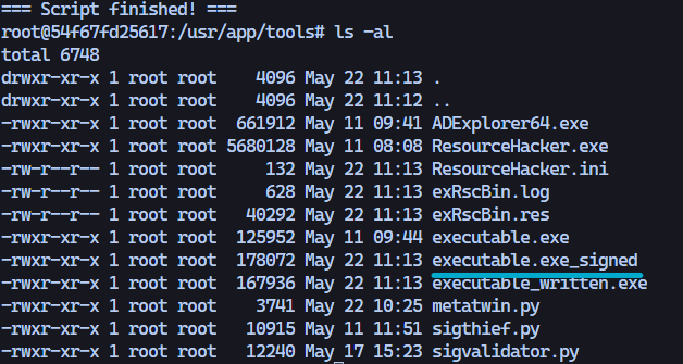 Contents directory after running script