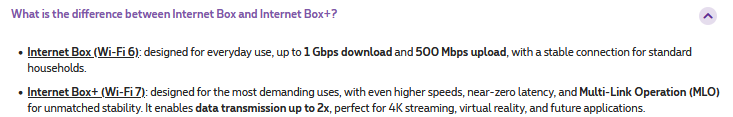 Comparison between Internet Box & Internet Box+